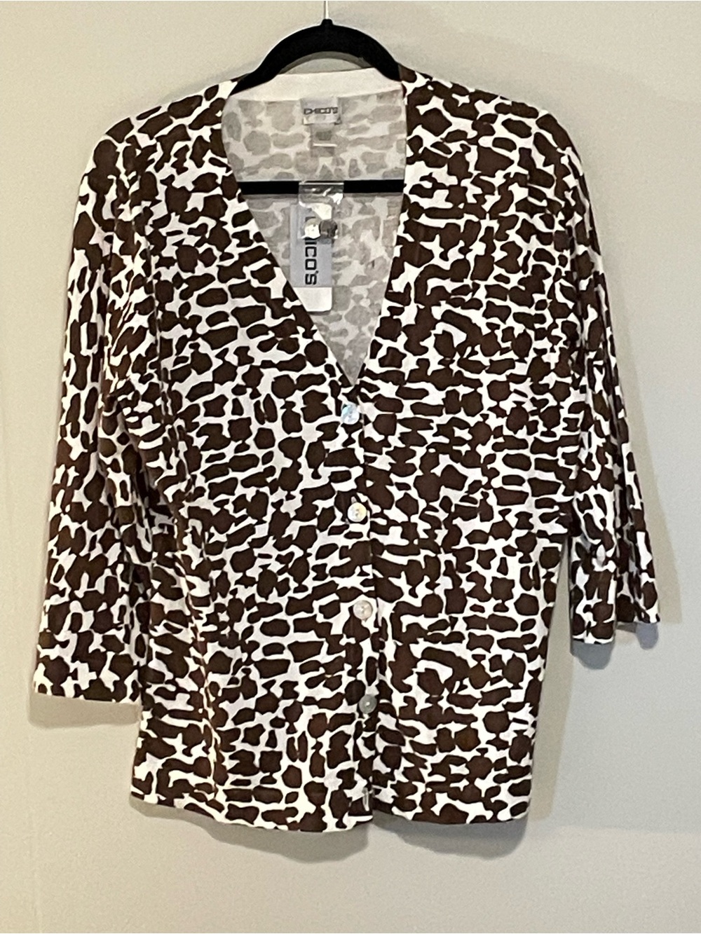 Chico's Brown and White Printed Women's Cardigan Sweater